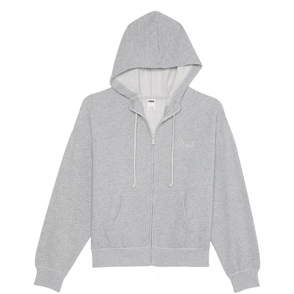 NWT Victoria’s Secret Ivy campus Fleece zip up
Medium Heather grey BLING
Size XL